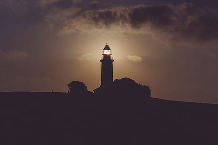 Architektúra, pobrežie, svetlo, Lighthouse, vonku, silueta, Sky