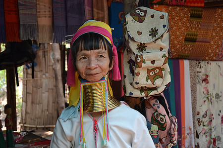 mujeres, mujer jirafa, Padaung, Tailandia, cuello, tribu