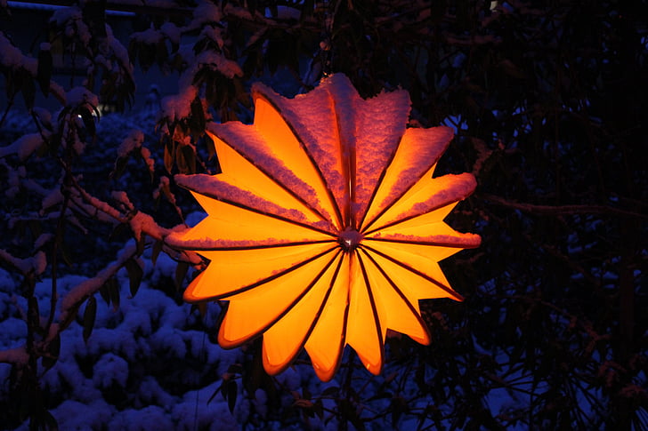 Lampion, à prova de intempéries, robusto, neve, iluminação, jardim, iluminação do jardim
