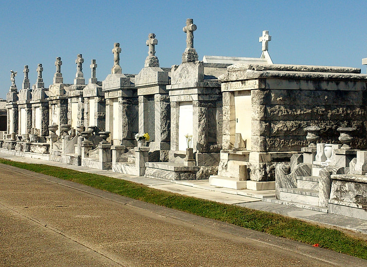 kyrkogården, kryptor, gravar, tombstone, New orleans, Louisiana, begravning