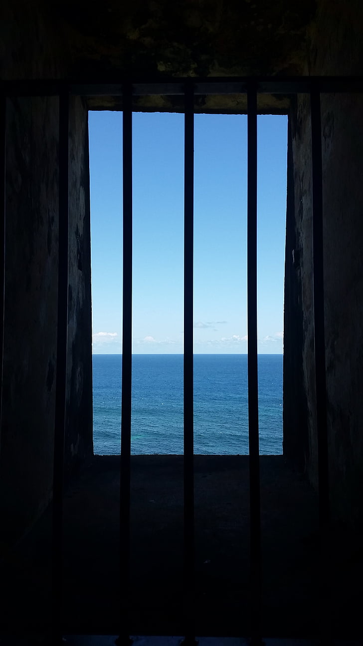 azul, fuga, Dom, oceano, janela, sem pessoas, dentro de casa