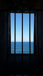 azul, escape, Dom, Océano, ventana, no hay personas, en el interior