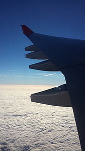 mouche, nuages, aile, avion, Sky