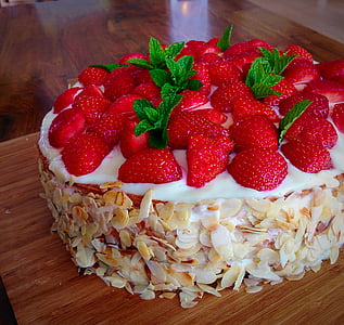strawberry, cake, bakery, food, dessert, fruit, gourmet