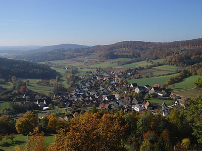– Schnaittach, Vokietija, kraštovaizdžio, vaizdingas, kalnai, dangus, debesys