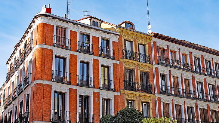 Madrid, budova, město, Evropa