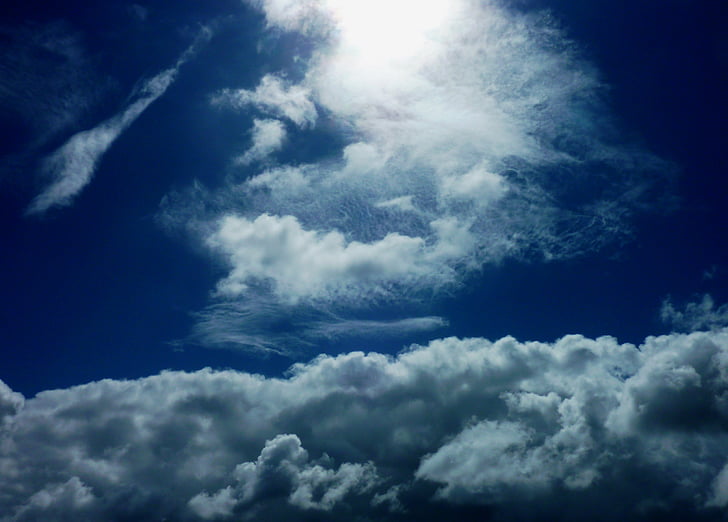 temps, núvols, cel, blau, Cumulus, blanc, ambient