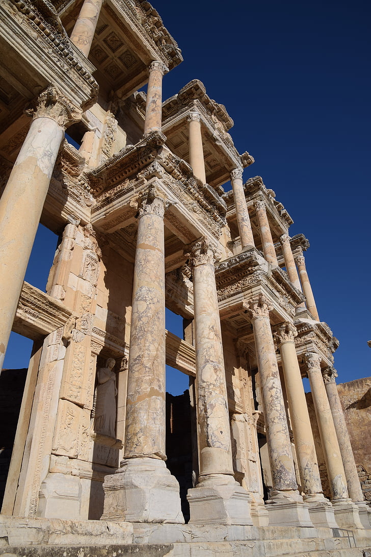 Staroveké, Library of celsus, Ephesus, Selcuk, Architektúra, Turecko, zrúcaniny