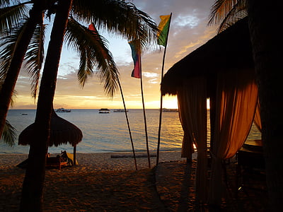 Coco grove, matahari terbenam, Resort, Filipina, pasir, eksotis, surga