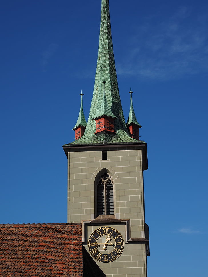 church, steeple, nydeggkirche, bern, building, architecture