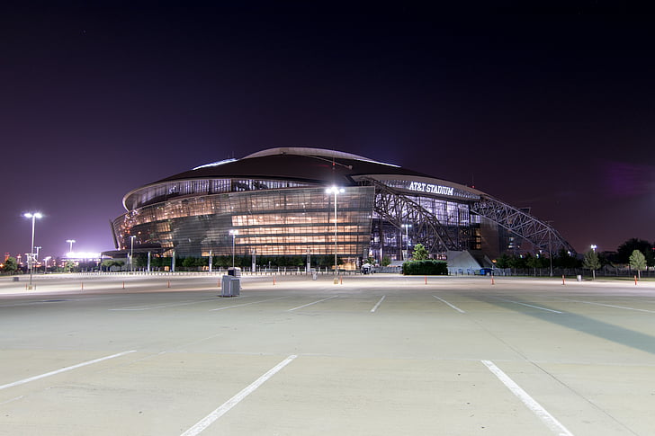 Arena, stade d’ATandT, bâtiment, stade des Cowboys, Dallas, terrain de football, lumières