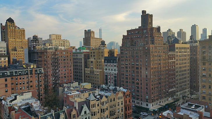 Manhattan, Panorama, město, městský, Architektura, Panoráma města, z centra