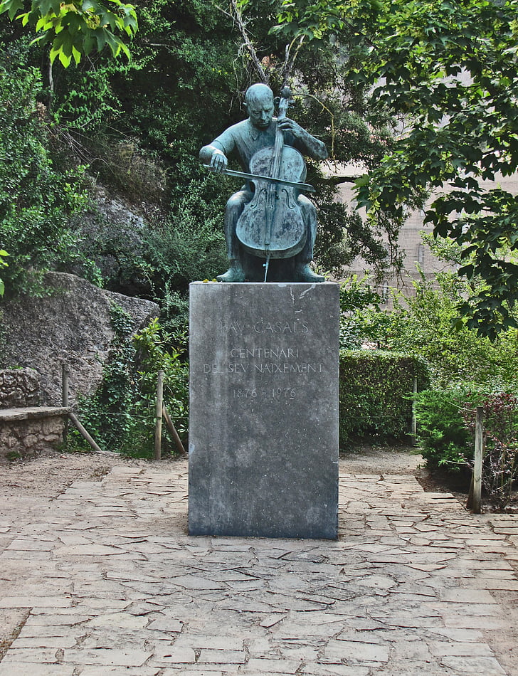 Montserrat, Spanje, beeldhouwkunst, geschiedenis, Closeup, monument, cellist