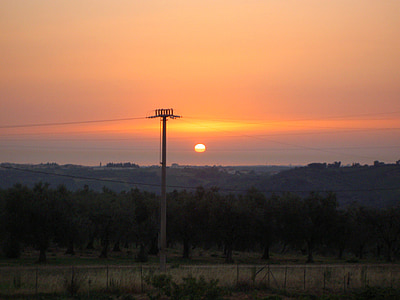 strommast, energy, power line, sunset