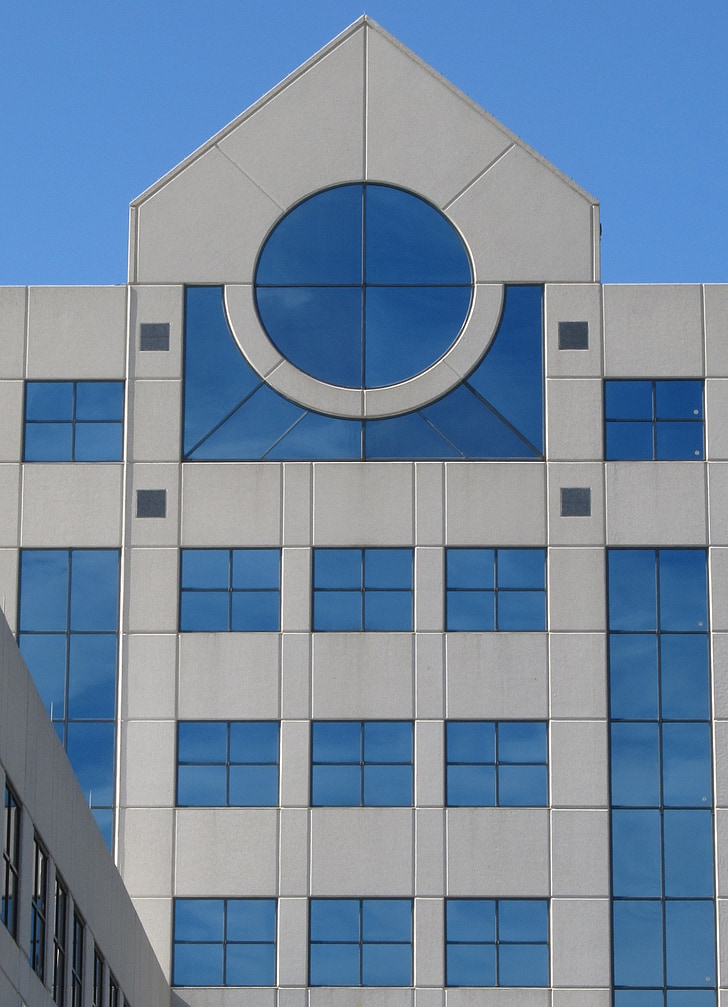 façade en verre, architecture, fenêtre de, géométrique, immeuble de bureaux, grande hauteur, Centre ville
