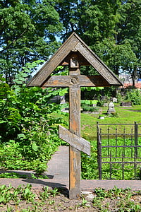 Cruz ortodoxa, cemitério, Russo, Cruz, Rússia, St. petersburg, Monumento
