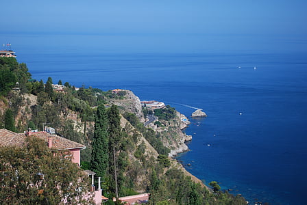 taormina, sicily, messina, more blues than you can count, resort, sea, coastline