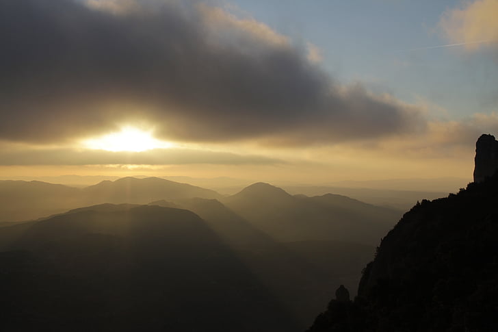 východ slunce, hory, Španělsko, Summit