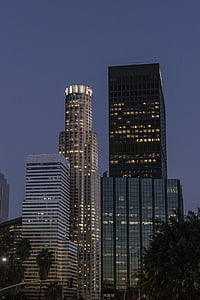 skyline della città, Los angeles, centro città, grattacieli, urbano, Torre, uffici