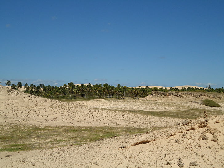 blå himmel, Sand, Mar, stranden, Horisont, naturen, Beira mar