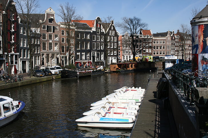Amsterdam, kanāls, ūdens, upes, kuģis, kanāls, Holande