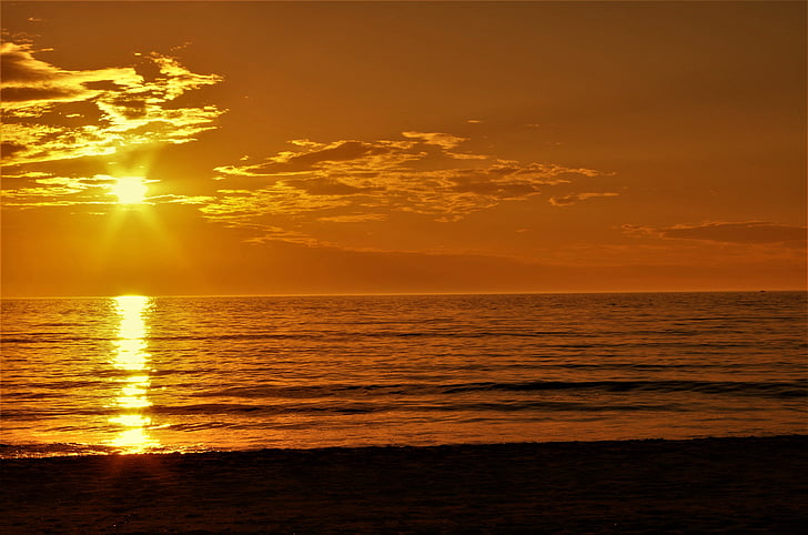 Захід сонця, літо, abendstimmung, пляж, море, Природа, НД