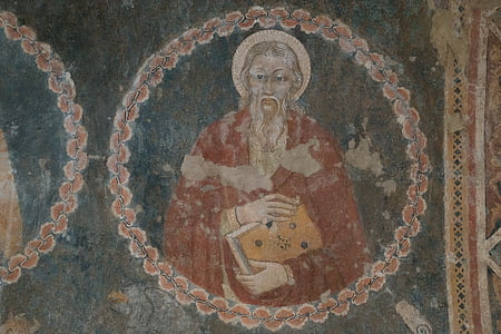 fresco, fresco schilderij, verse schilderij, buitenlucht, muurschildering, Evangelist, Nanni di pietro