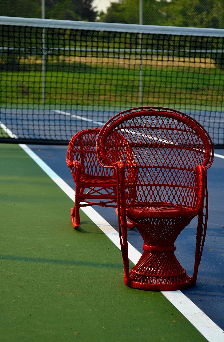 tennis, röd, stol, domstolen, matcha, idrott, Utomhus