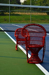 เทนนิส, สีแดง, เก้าอี้, คอร์ท, ตรงกับ, กีฬา, กิจกรรมกลางแจ้ง