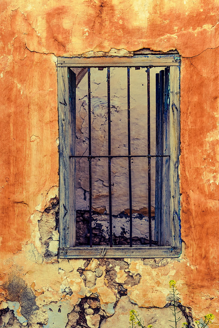window, wall, old house, abandoned, ruin, damaged, crack