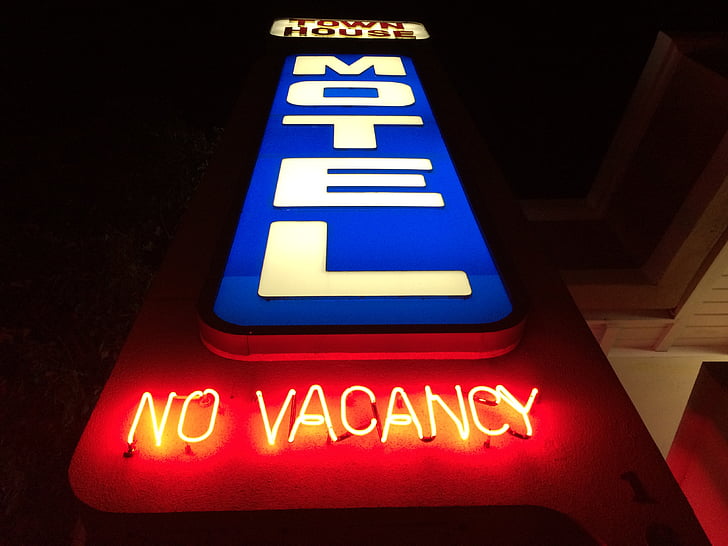 Motel, San francisco, jel, neon, fény, kültéri