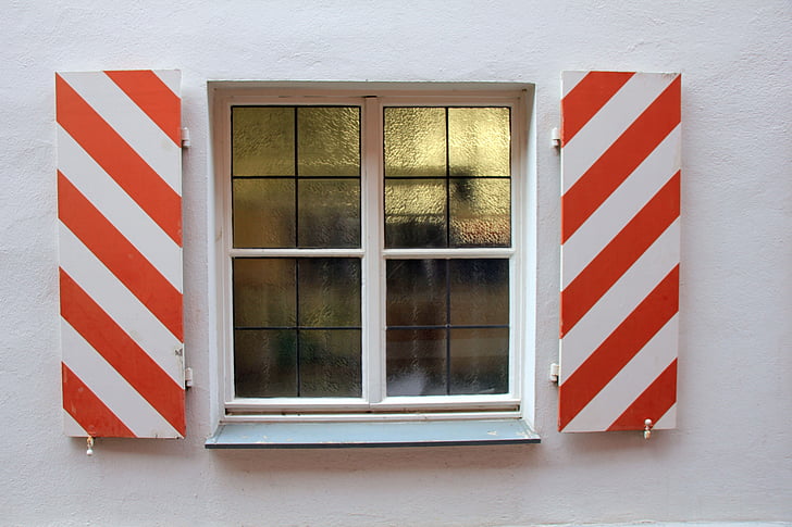 byggnad, hem, fönster, röd vit, slutare, Stripes, flagga