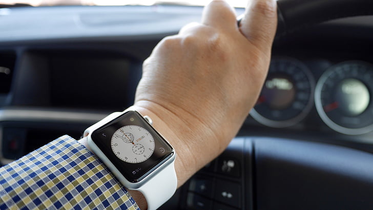 Apple Watch, 커, 대시보드, 손, 시계