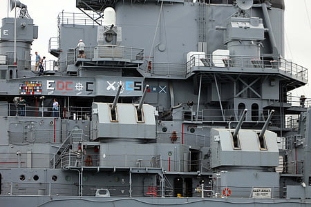 USS Αϊόβα, λιμάνι, Θωρηκτό, βάρκα, αγκυροβολημένο, θαλάσσιων, στρατιωτική