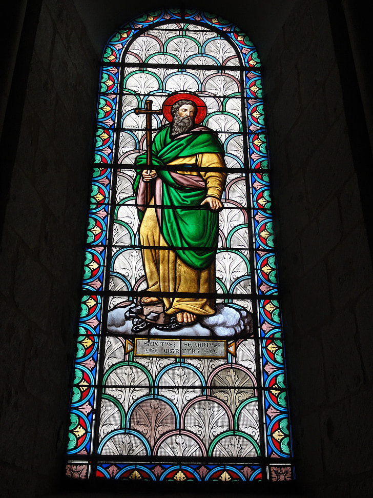 Bazilika, Saint eutrope, Saintes, Francúzsko, vitráže, okno, dekor