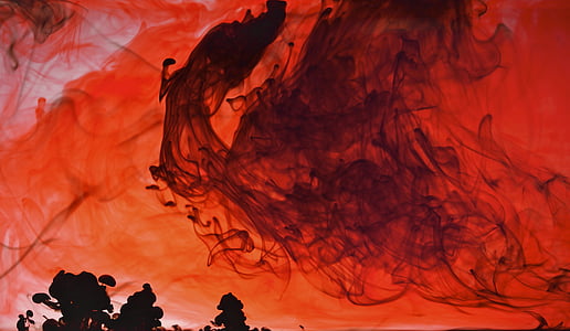eld, vulkan, röd storm, lava, utbrott, faran, katastrof röd