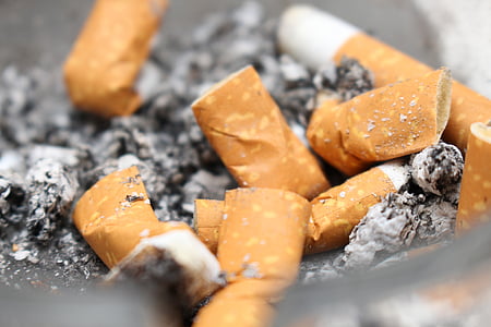 cigarettes, ash, stub, cigarette end, ashtray, tilt