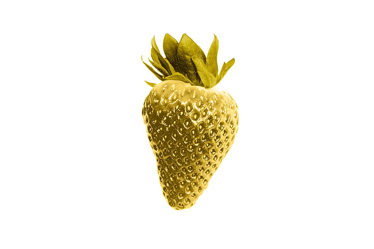 Golden strawberry, jordgubbe, guld, färg, förgyllda, färgglada, frukt