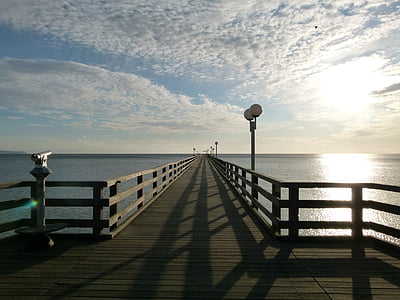 france, pier, dock, sky, clouds, sunset, plank
