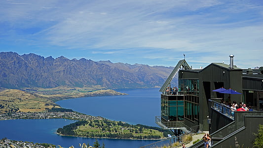 Jezioro wakatipu, Queenstown, szczyt bobs, Nowa Zelandia, Wyspa Południowa, wody, niebo