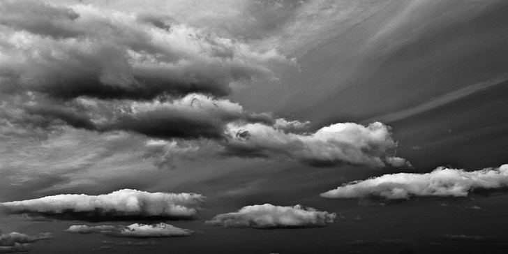 Sky, Cloud, Storm, sort og hvid, natur, Sky - himlen, cloudscape