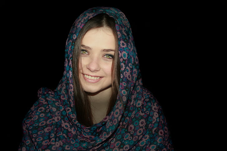 jeune fille, oriental, couverture, œil, beauté, femmes, Islam