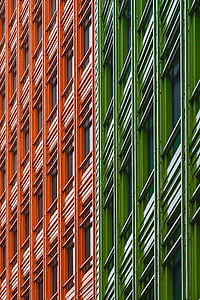 arkitektur, byggnad, infrastruktur, Orange, grön, fasad, mönster