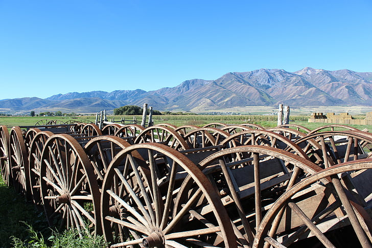 wagon wheel, Trang trại, mộc mạc, đồ cổ, Vintage, cũ, nông thôn