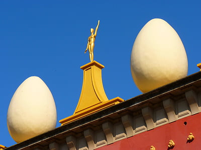 figure, golden, egg, white, museum, dalí, figueras