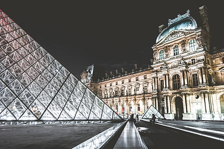 Luwr, Muzeum, Paryż, atrakcją, punkt orientacyjny, Architektura, budynek