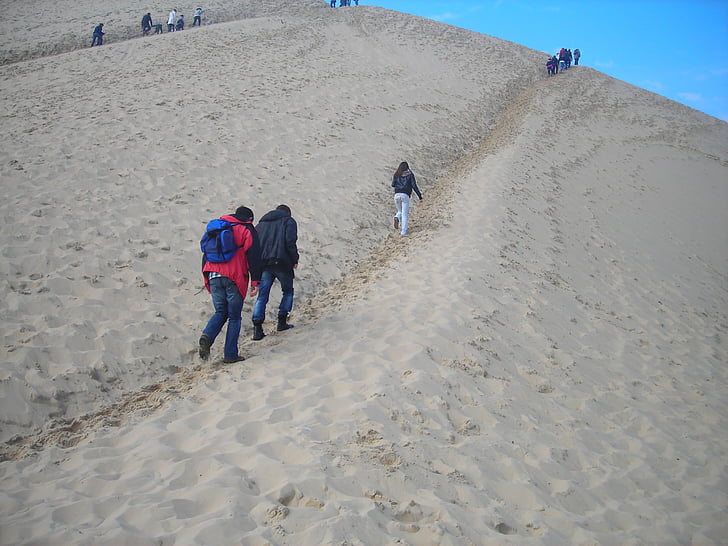 dune du pilat, Mont, sable, Côte Atlantique, gens, marche, à l’extérieur