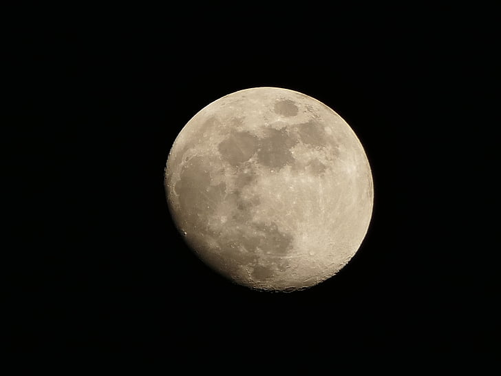 mēness, naktī, telpa, nakts fotogrāfijā, pilns mēness, melna, Astronomija