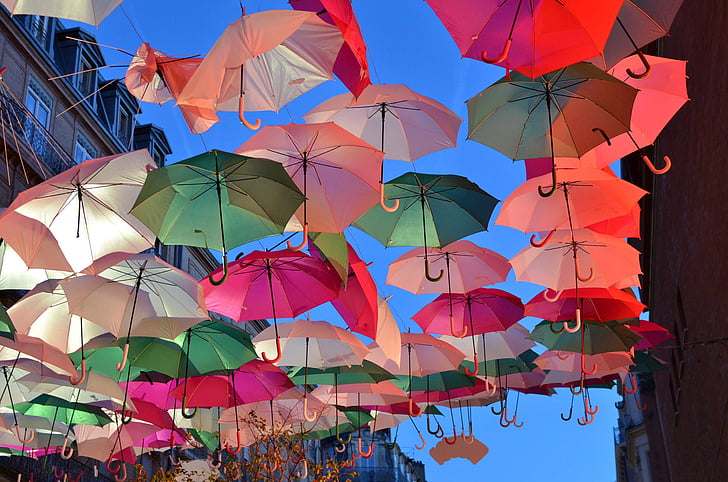 paraplyer, färger, Street