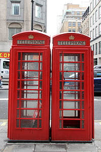 telefonkiosk, röd, London, sjukstugan, England, telefon hus, röd telefonkiosk